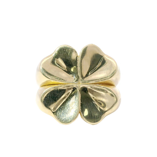 14KT Gold Ring Women's Four Leaf Clover Plain Band