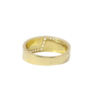 14KT Gold Ring Women's Mini Greek Center with White CZ Stone Lightning Bolt Across Center of Band