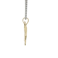 14KT Gold Charm Dark Green CZ Center Butterfly with White CZ Stone Wings Border and Plain Bell