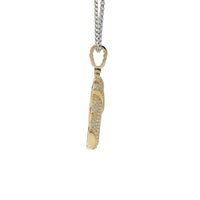 14KT Gold Charm Large 3D Double Cup Green Lean Flat Back with White CZ Cup and Bell