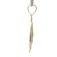14KT Gold Charm Large Oval St Jude Sunray Coin with Green CZ Stone Robe, White CZ Stone Border and Plain Bell