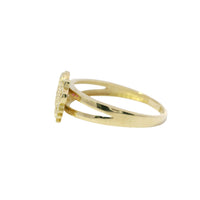 14KT Gold Ring Women's Hello Kitty Head with White CZ Stone Face Black Eyes and Pink Bow with Plain Split Band