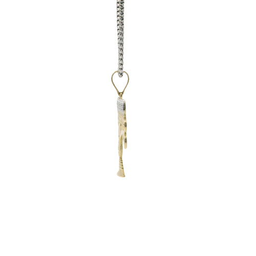 14KT Gold Charm Jumbo Two Tone Menorah with Plain Bell