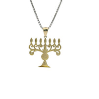 14KT Gold Charm Jumbo Two Tone Menorah with Plain Bell