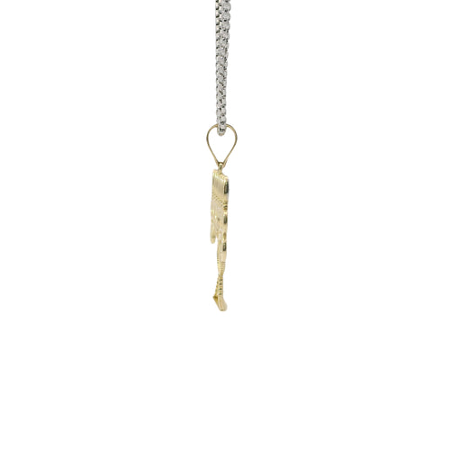 14KT Gold Charm Jumbo Two Tone Menorah with Plain Bell
