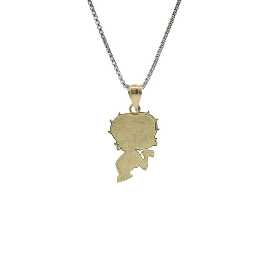 14KT Gold Charm Jumbo Betty Boop "Blow a Kiss" with Plain Bell