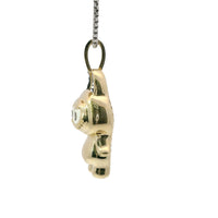14KT Gold Charm Large 3D Enamel Black Ears LaBuBu with White CZ Stones Bell