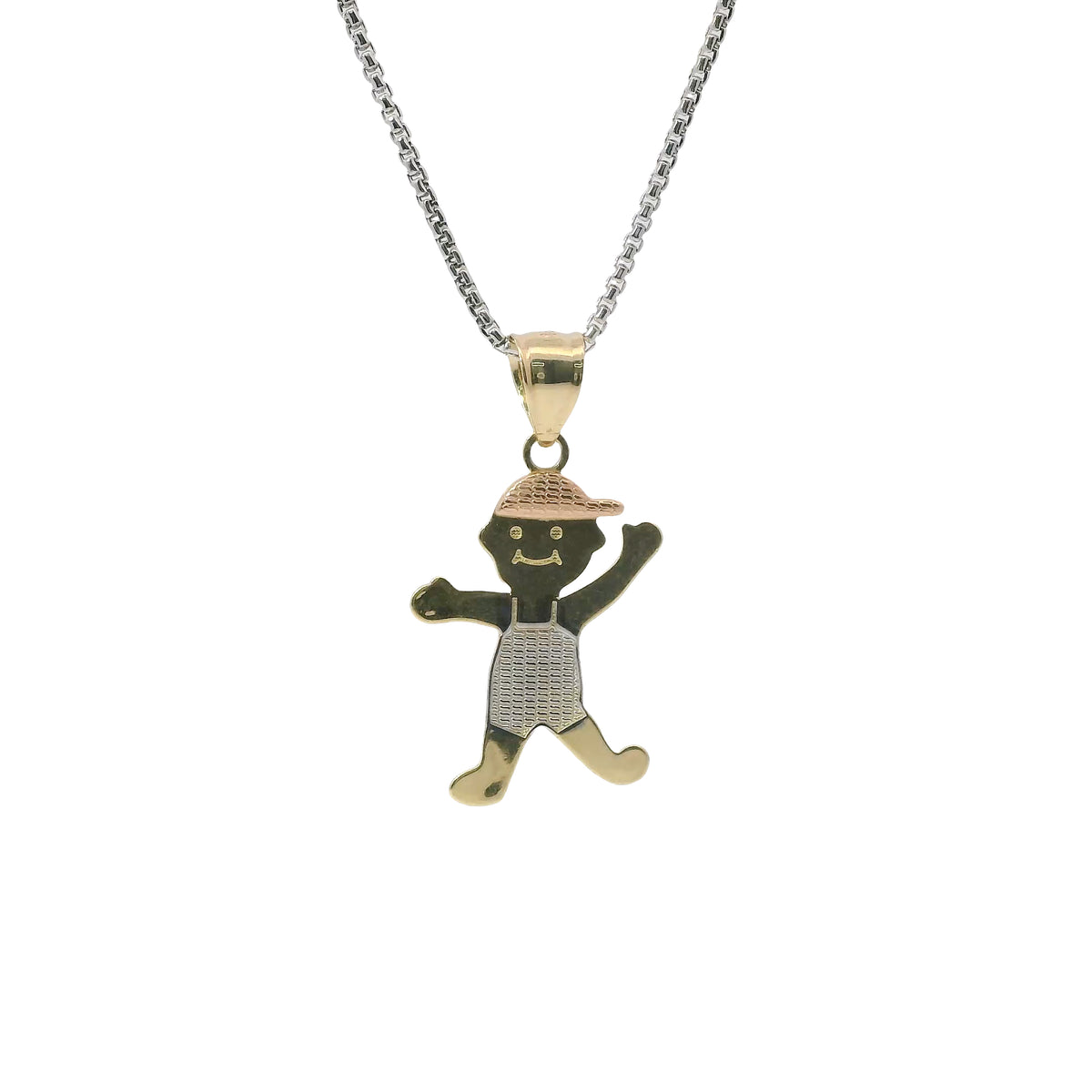 14KT Gold Charm Jumbo Tri Tone Boy with Plain Bell