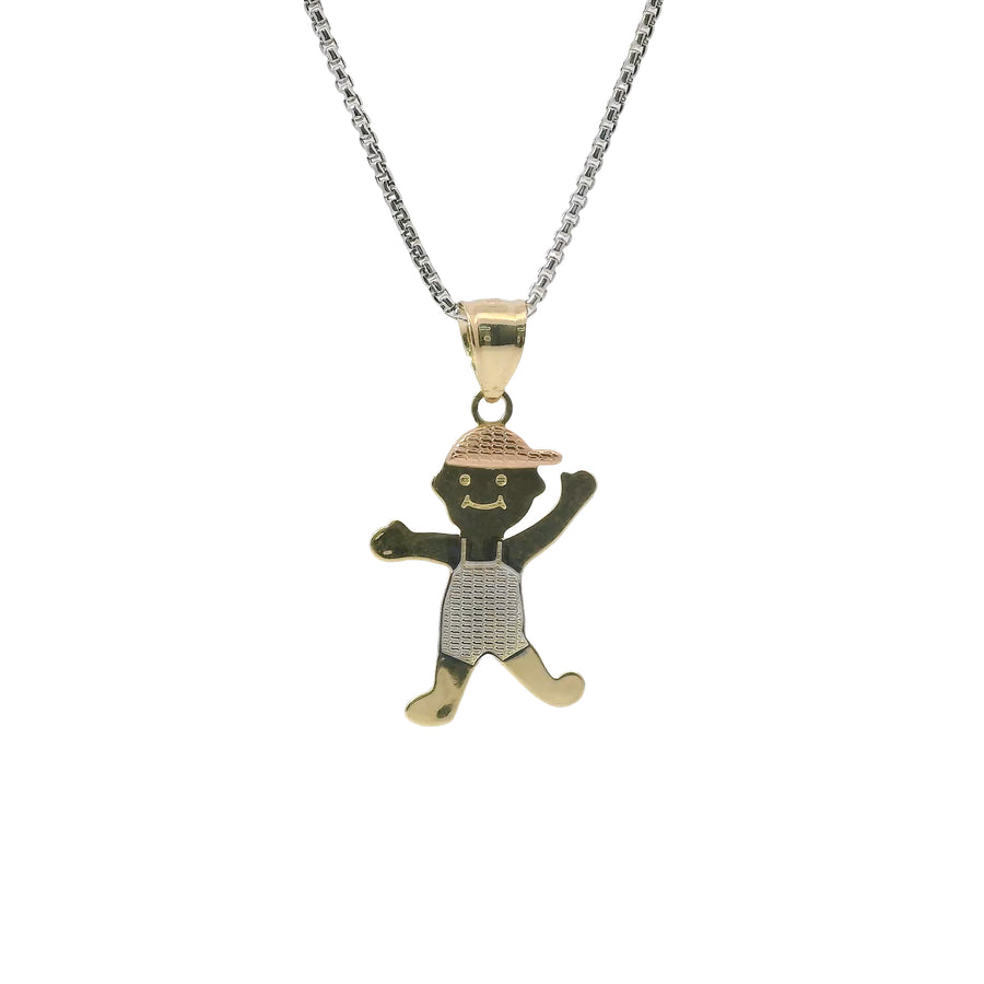 14KT Gold Charm Jumbo Tri Tone Boy with Plain Bell