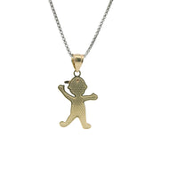 14KT Gold Charm Jumbo Tri Tone Boy with Plain Bell
