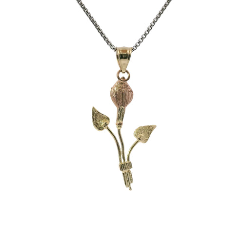 14KT Gold Charm Jumbo Two Tone Calla Lilly with Plain Bell