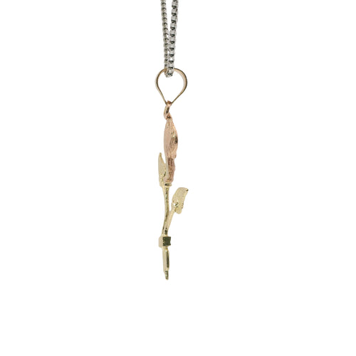 14KT Gold Charm Jumbo Two Tone Calla Lilly with Plain Bell