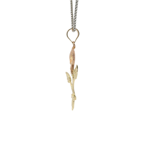 14KT Gold Charm Jumbo Two Tone Calla Lilly with Plain Bell