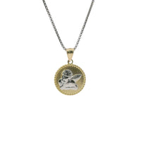 14KT Gold Charm Jumbo Two Tone Cupid Coin with Plain Bell