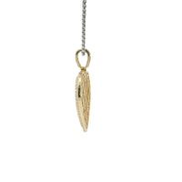 14KT Gold Charm Large Flat White CZ Stones Cluster Heart with Plain Border and White CZ Stones Bell