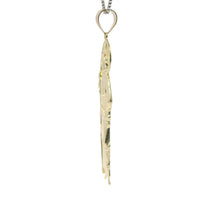 14KT Gold Charm Large Diamond Cut Halo Left Facing St Jude with Plain Bell