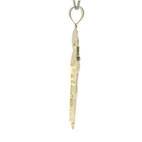 14KT Gold Charm Large Diamond Cut Halo Left Facing St Jude with Plain Bell