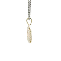 14KT Gold Charm Jumbo White CZ Stones Hello Kitty Head with Dark Pink CZ Stones Bow, Plain Whiskers, and Plain Bell