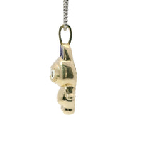 14KT Gold Charm Large 3D Enamel Navy Blue Ears LaBuBu with White CZ Stones Bell