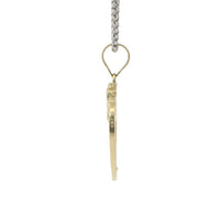 14KT Gold Charm Jumbo White CZ Stones Open Heart Outline with Two Plain Rose Gold Open Heart Center and Plain Bell
