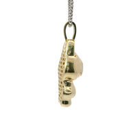 14KT Gold Charm Large 3D Enamel Pink Ears LaBuBu with White CZ Stones Bell