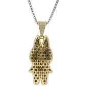 14KT Gold Charm Large 3D Enamel Red Ears LaBuBu with White CZ Stones Bell