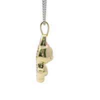 14KT Gold Charm Large 3D Enamel Red Ears LaBuBu with White CZ Stones Bell