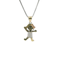 14KT Gold Charm Jumbo Tri Tone Girl with Plain Bell