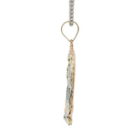 14KT Gold Charm Jumbo Tri Tone Virgin Mary with White Gold Robe and Plain Bell