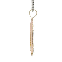 14KT Gold Charm Jumbo Tri Tone Virgin Mary with White Gold Robe and Plain Bell