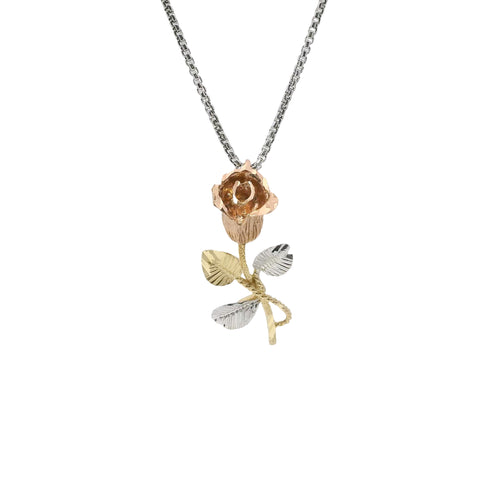 14KT Gold Charm Jumbo Tri Tone Tulip with Plain Bell