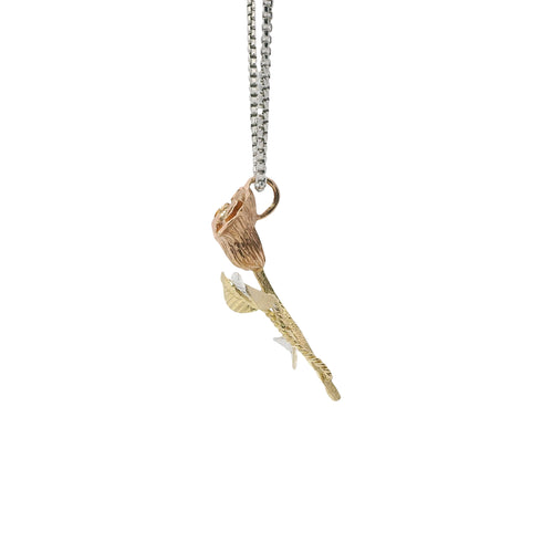14KT Gold Charm Jumbo Tri Tone Tulip with Plain Bell