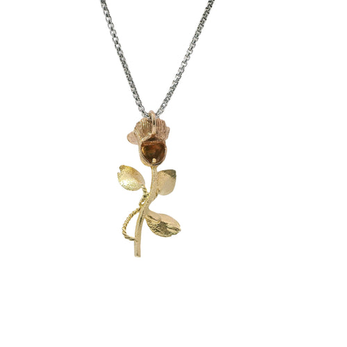 14KT Gold Charm Jumbo Tri Tone Tulip with Plain Bell