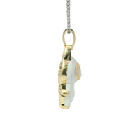 14KT Gold Charm Large 3D White Enamel LaBuBu Body, White Enamel Eyes, and White CZ Stones Bell