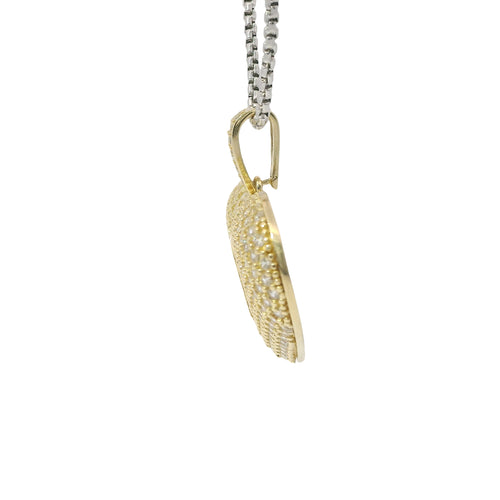 14KT Gold Charm Jumbo Keyhole Center White CZ Stones Heart with White CZ Stones Bell
