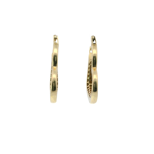 14KT Gold Earrings Plain Heart Hoops 2.5 Inch Hollow Tube 3mm