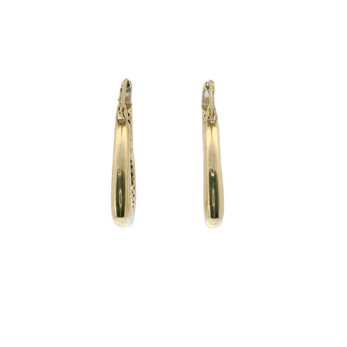 14KT Gold Earrings Plain Heart Hoops 2.5 Inch Hollow Tube 3mm