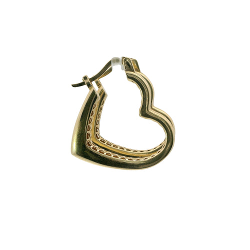 14KT Gold Earrings Plain Heart Hoops 2.5 Inch Hollow Tube 3mm