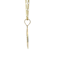 14KT Gold Charm Extra Large Two Tone St Michael Coin with "PRAY FOR US" Border and Plain Bell