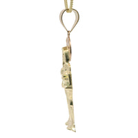 14KT Gold Charm Large Two Tone St Muerte Grim Reaper with Plain Bell