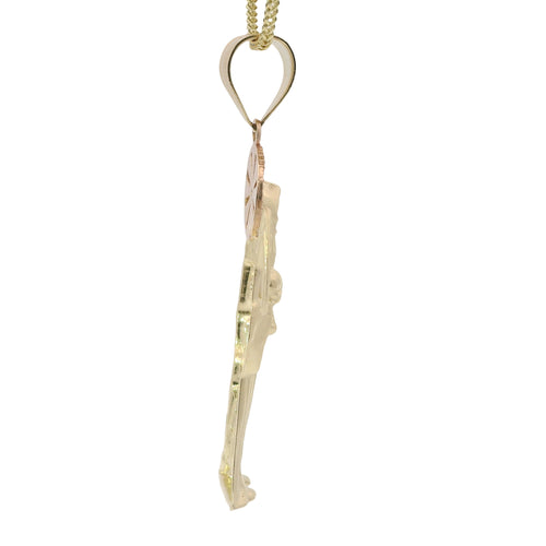 14KT Gold Charm Large Two Tone St Muerte Grim Reaper with Plain Bell