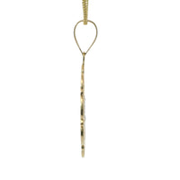 14KT Gold Charm Large Two Tone Open Center St Michael "PRAY FOR US" Coin with Open Scallop Edge and Plain Bell