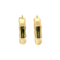 14KT Gold Earrings Abstract Bamboo Hoops 1 Inch Hollow Tube 7mm