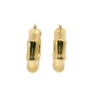14KT Gold Earrings Abstract Bamboo Hoops 1 Inch Hollow Tube 7mm