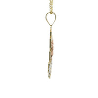 14KT Gold Charm Large Tri Tone Caravaca Crucifix Cross with Plain Bell