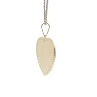 14KT Gold Charm Large Flat Plain Engravable Heart with White CZ Stones Border and Plain Bell