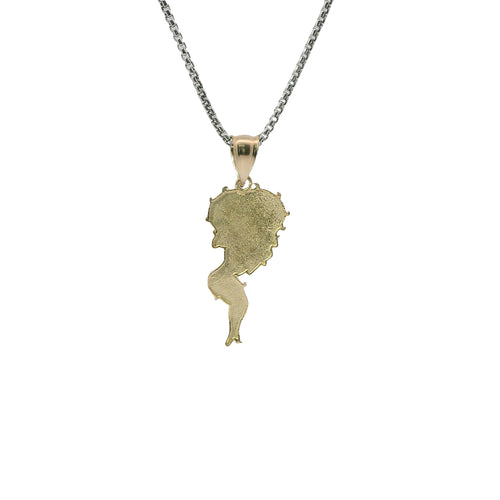 14KT Gold Charm Large Betty Boop Full Body with Diamond Cut Hair and Plain Bell