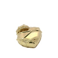 14KT Gold Earrings Large Puff Chocolate Heart with White CZ Stones Edge, Push Back Post, and Butterfly Backs