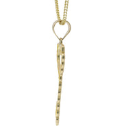 14KT Gold Charm Large Heart Skeleton Key with Plain Bell