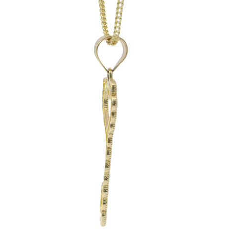 14KT Gold Charm Large Heart Skeleton Key with Plain Bell